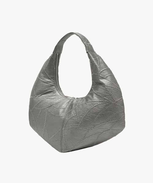 CRESCENT HOBO BAG IN CHARCOAL SILVER