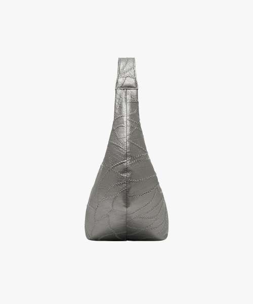 CRESCENT HOBO BAG IN CHARCOAL SILVER