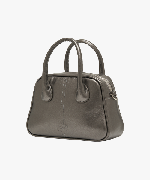 DOUBLE STRAP TOASTER MINI BAG IN CHARCOAL SILVER