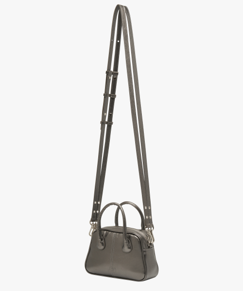 DOUBLE STRAP TOASTER MINI BAG IN CHARCOAL SILVER