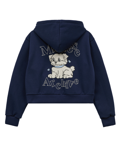 Vintage GOOREUM Archive Stitch Hood Zip-Up NAVY