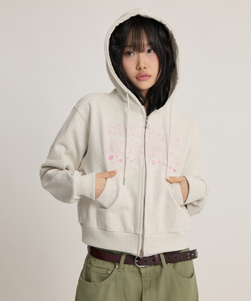 Vintage GOOREUM Archive Stitch Hood Zip-Up OATMEAL