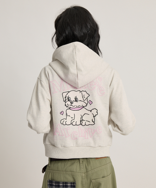 Vintage GOOREUM Archive Stitch Hood Zip-Up OATMEAL