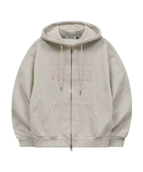 Vintage GOOREUM Archive Stitch Hood Zip-Up OATMEAL