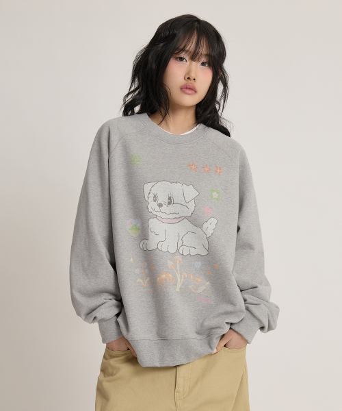 Vintage GOOREUM Drawing Raglan Sweatshirt GREY