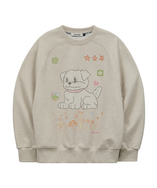 Vintage GOOREUM Drawing Raglan Sweatshirt OATMEAL