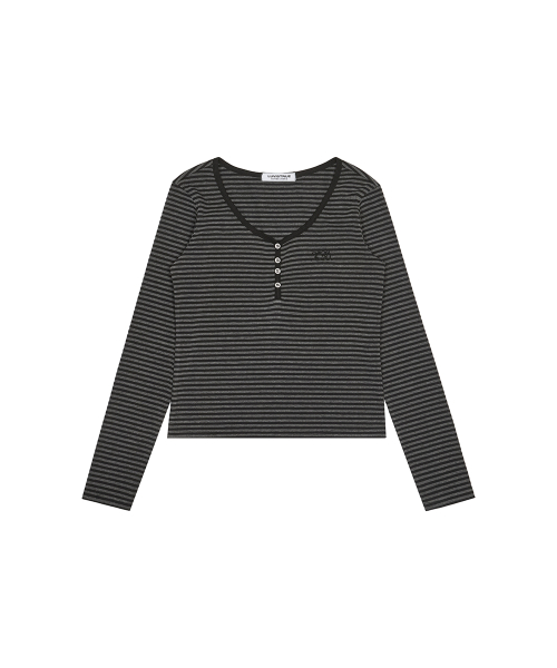 BASIC ILOVEU SLEEVE TEE(CHARCOAL)