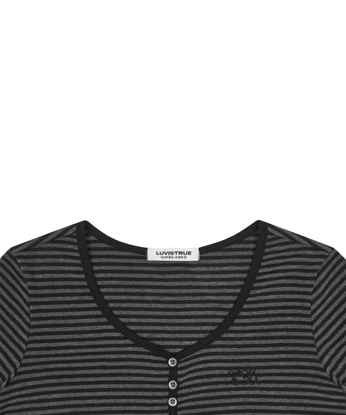 BASIC ILOVEU SLEEVE TEE(CHARCOAL)