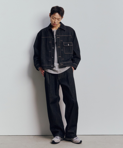 Black Raw Denim Trucker