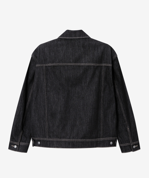 Black Raw Denim Trucker