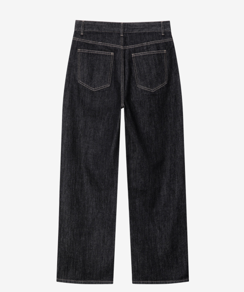 [SET]Black Raw Denim One Tuck Set-up