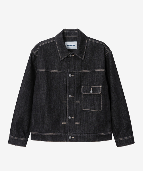 [SET]Black Raw Denim One Tuck Set-up