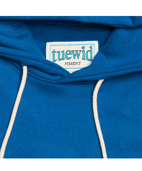 Tuewid logo embroidery hoodie (cerulean blue)