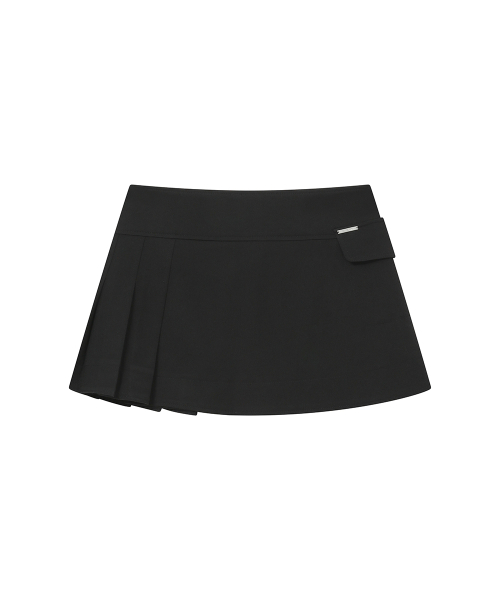 Omoi pleats wrap skirt BLACK