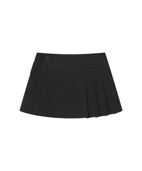 Omoi pleats wrap skirt BLACK