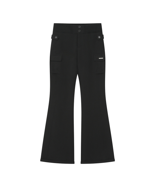 Ribbed side pocket pants BLACK