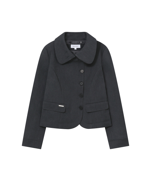 Omoi round collar blazer CHARCOAL