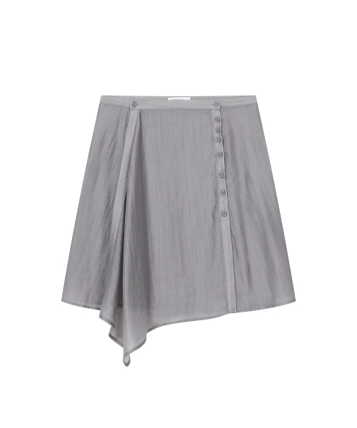 Button layered wrap skirt GREY