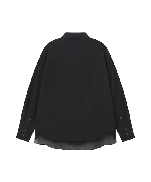 Oblique layered sheer shirts BLACK