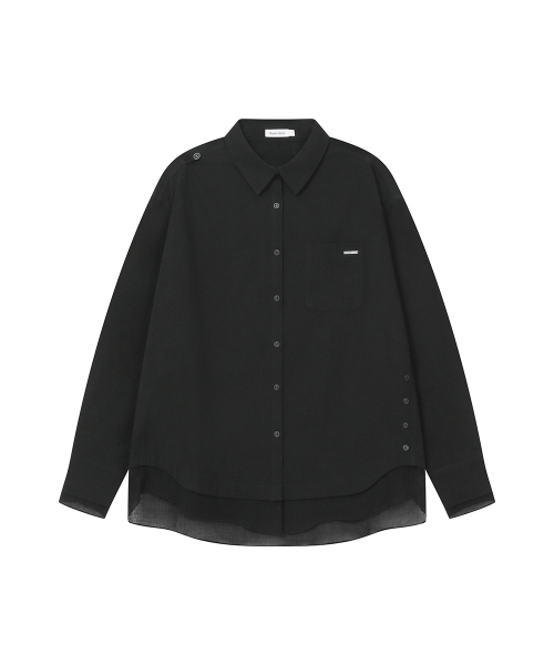 Oblique layered sheer shirts BLACK