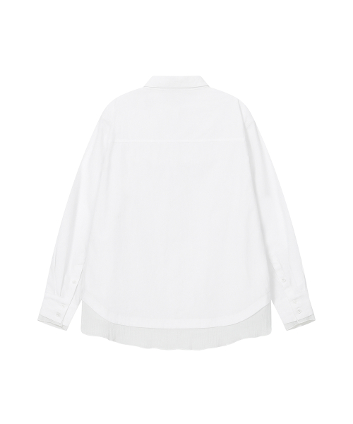 Oblique layered sheer shirts WHITE