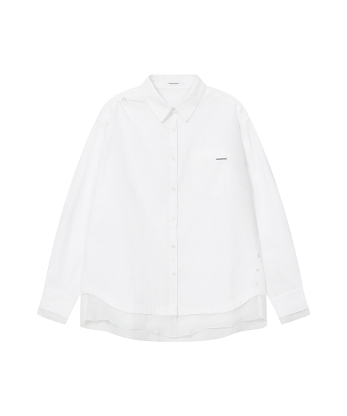 Oblique layered sheer shirts WHITE