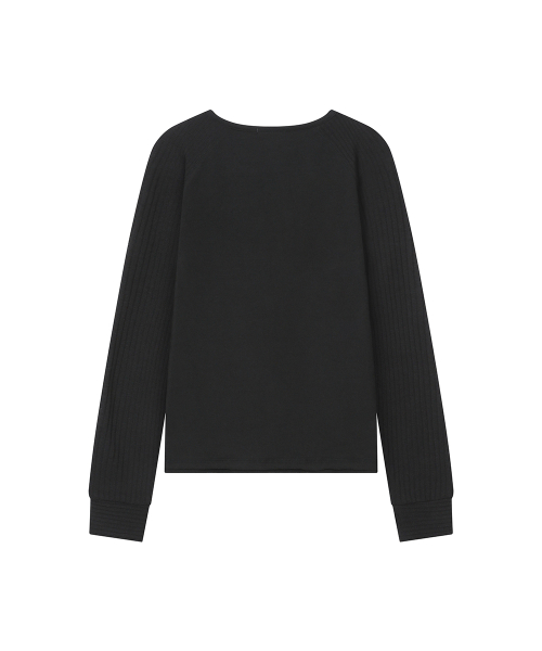 Raglan knit long sleeve BLACK