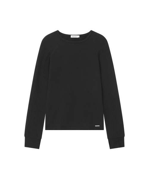Raglan knit long sleeve BLACK