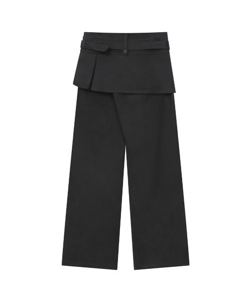 Button tab mini skirt pants SET BLACK