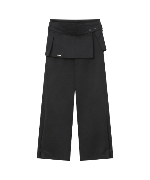 Button tab mini skirt pants SET BLACK