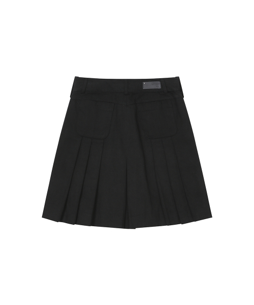 Pleats line pocket midi skirt BLACK