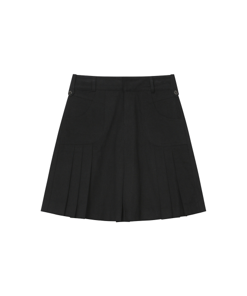 Pleats line pocket midi skirt BLACK