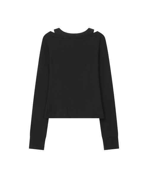 Layered line sheer long sleeve BLACK