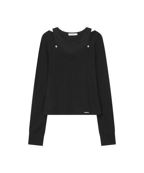 Layered line sheer long sleeve BLACK