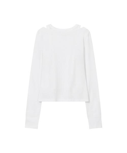 Layered line sheer long sleeve WHITE