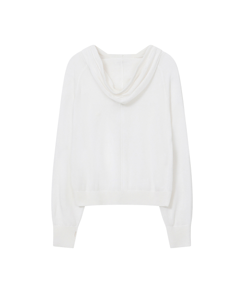 Sheer punching knit hoodie WHITE