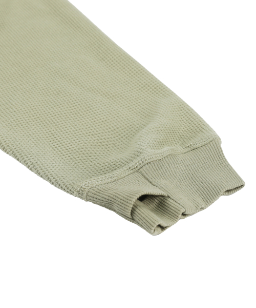 XTT151 플로우 아플리케 와플 후드 집업 (SAGE GREEN)