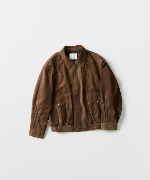 Tucked Rivet Leather Bomber Jumper (toffee brown dusty khaki)