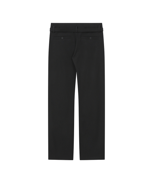 Big pleats belted pants BLACK