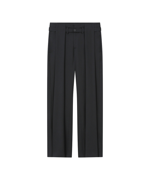 Big pleats belted pants CHARCOAL