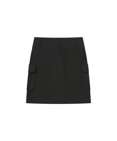 Layered pocket cargo skirt BLACK