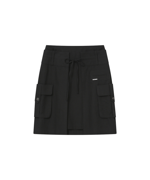 Layered pocket cargo skirt BLACK