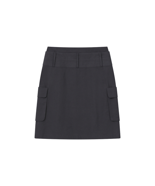 Layered pocket cargo skirt CHARCOAL