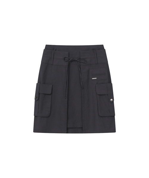 Layered pocket cargo skirt CHARCOAL