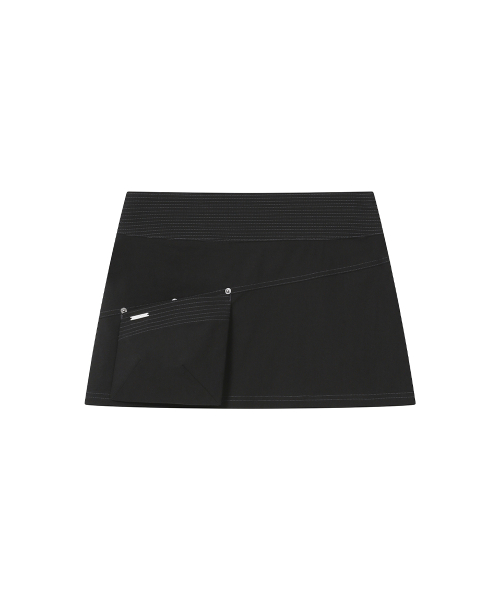Stitch pocket mini skirt BLACK