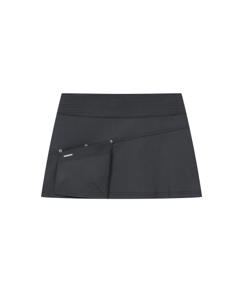 Stitch pocket mini skirt CHARCOAL