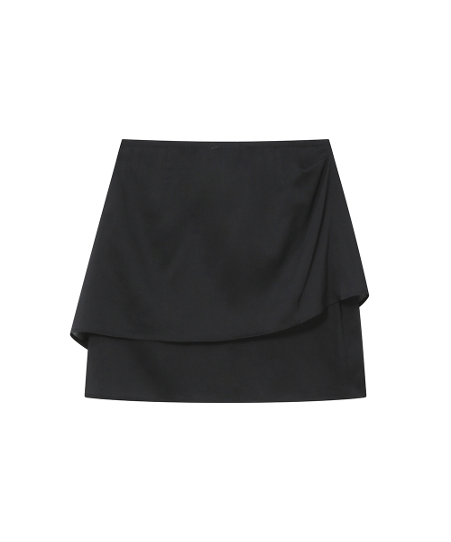 Sheer layered midi skirt BLACK