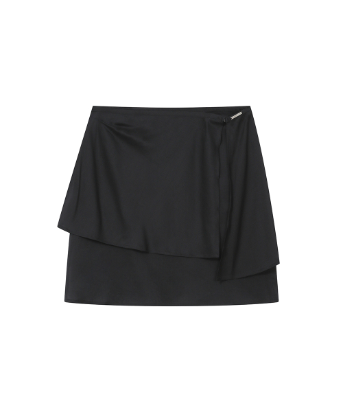 Sheer layered midi skirt BLACK