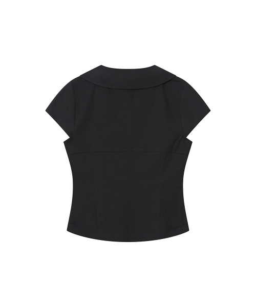 Double button shirts top BLACK