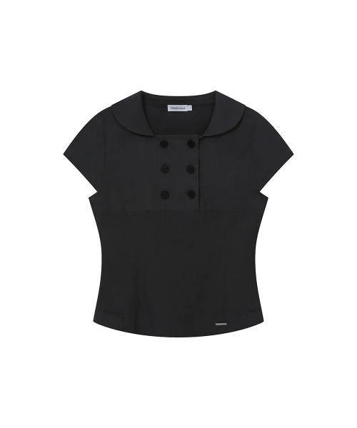 Double button shirts top BLACK